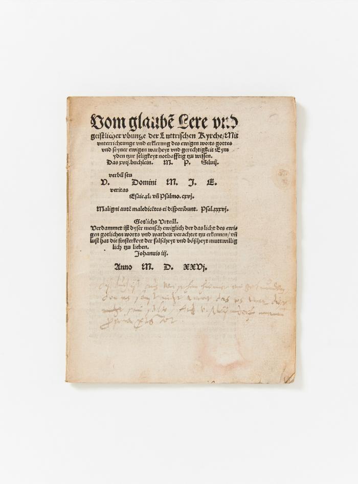 Vom Glauben Lere und geistlicher Ubunge der Luttrischen Kyrche.