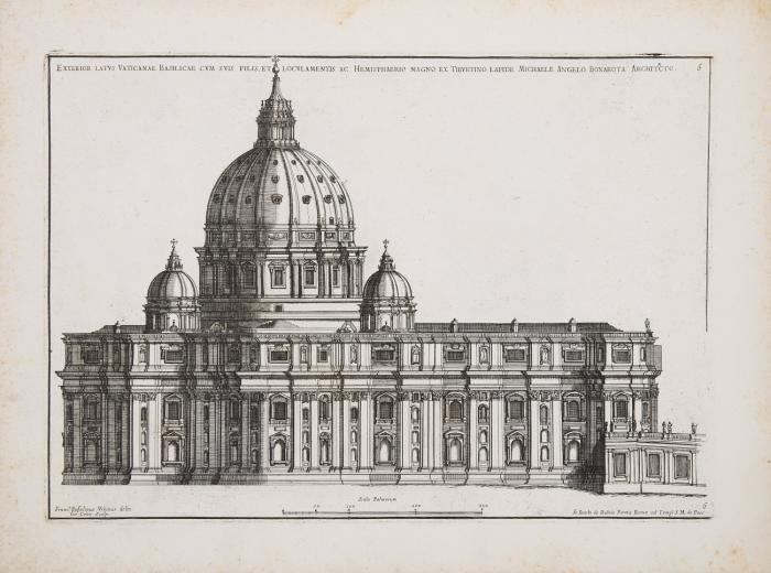 Insignium Romae templorum prospectus exteriores interioresque a celebrioribus architectis inventi. + Angebunden: Ders.: [Disegni di vari altari e cappelle nelle chiese die Roma ...  Rom 1713]. Mit 48 (von 50 num. Kupfertafeln.