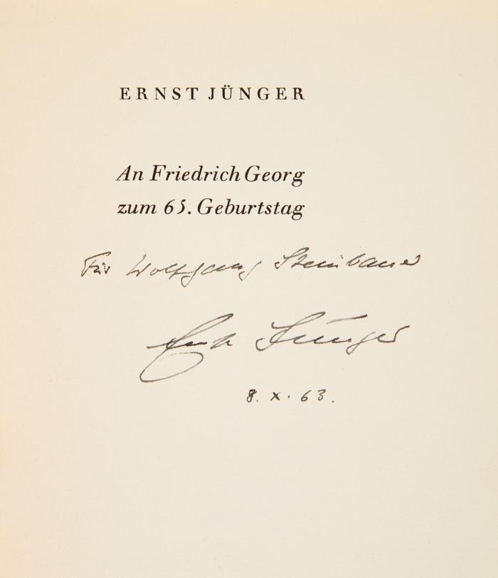 An Friedrich Georg zum 65. Geburtstag.