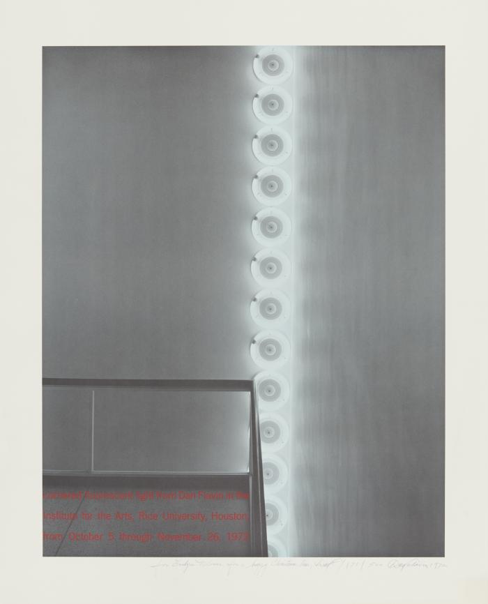 CORNERED FLUORESCENT LIGHT FROM DAN FLAVIN IN THE INSTITUTE OF THE ARTS, RICE UNIVERSITY, HOUSTON
