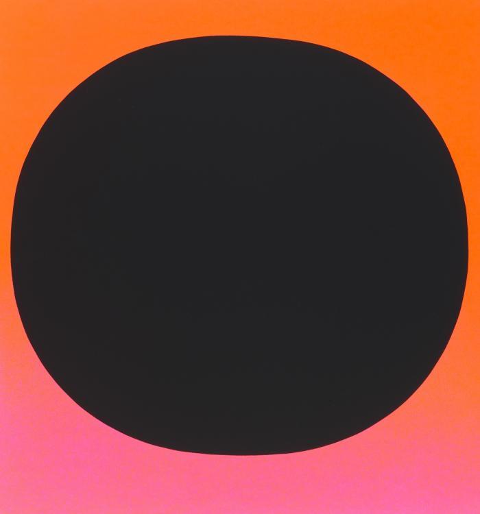 RUNDES SCHWARZ/SCHWARZ AUF LEUCHTROT KALT BIS ROT-ORANGE