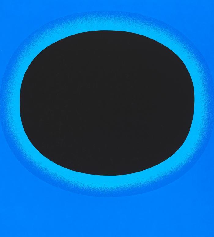 SCHWARZER KREIS AUF BLAU / SCHWARZER KREIS MIT LEUCHTBLAU AUF ULTRAMARIN