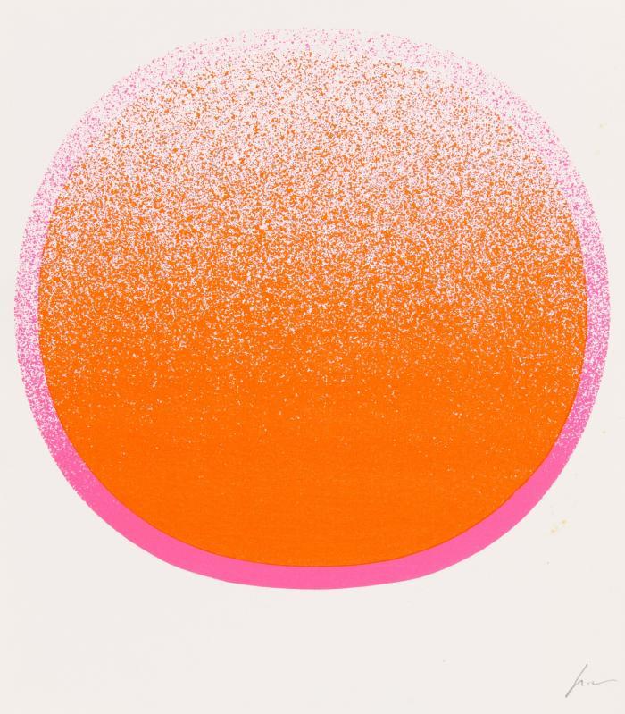 ROTER KREIS MIT LEUCHTROTEM KRANZ AUF WEISS / GRÜNER KREIS MIT GELBEM KRANZ AUF WEISS / BLAUER KREIS MIT HELLEM KRANZ AUF WEISS