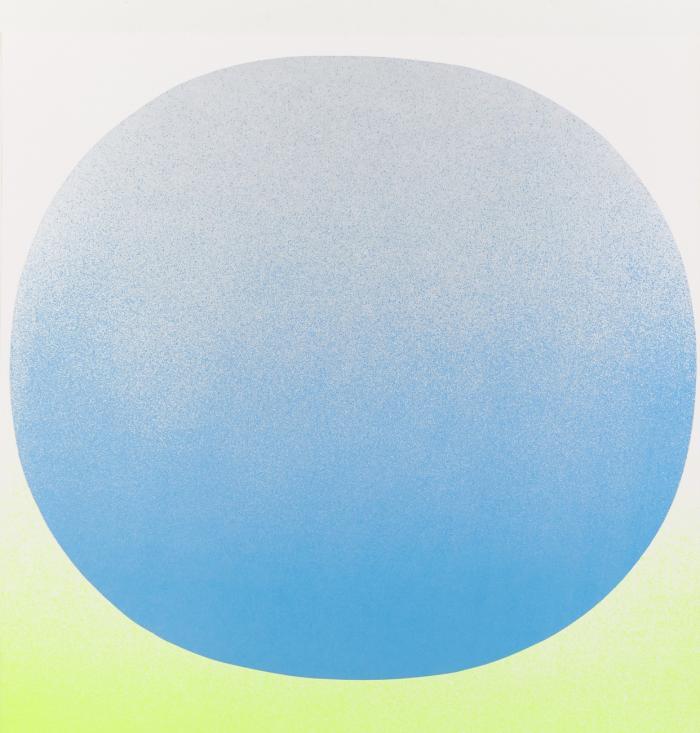 BLAUER KREIS AUF GELB