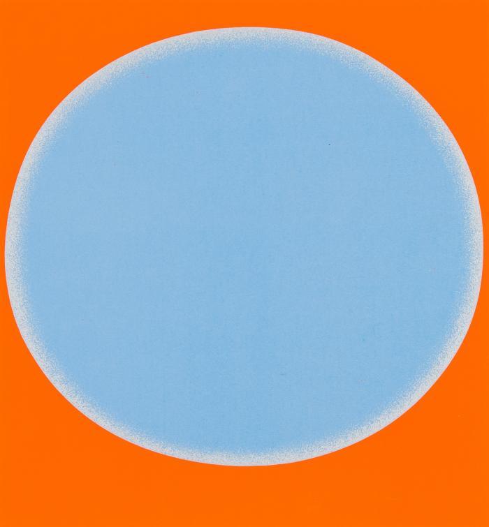KREIS BLAU-SILBER AUF LEUCHTROT WARM