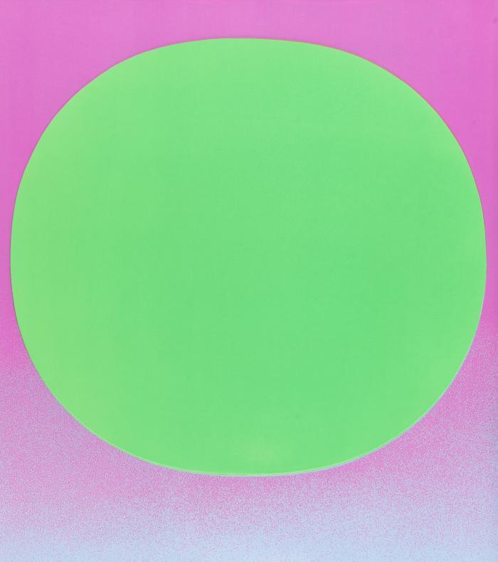 GRÜNER KREIS AUF VIOLETT AUF SILBER