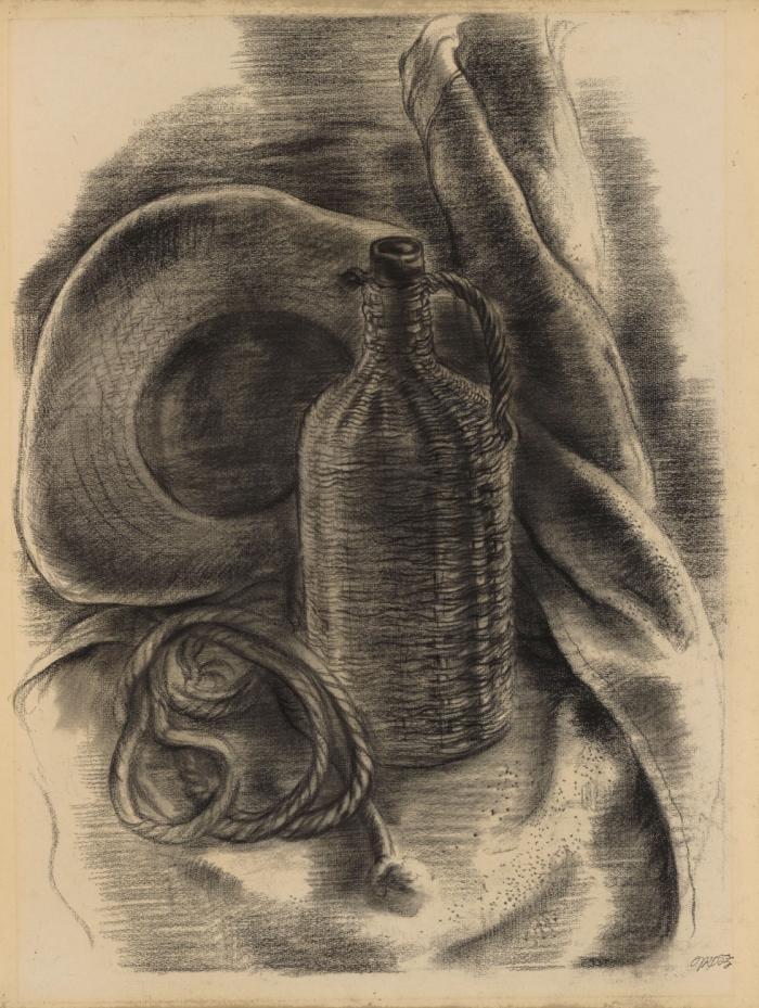 STILL LIFE WITH BOTTLE AND HAT