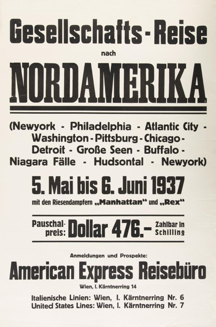 GESELLSCHAFTS-REISE NACH NORDAMERIKA – AMERICAN EXPRESS REISEBÜRO