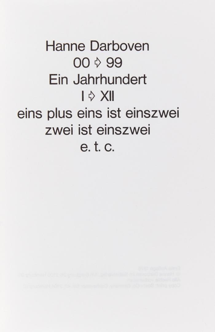 00 - 99 Ein Jahrhundert I - XII eins plus eins ist einszwei zwei ist einszwei e.t.c.