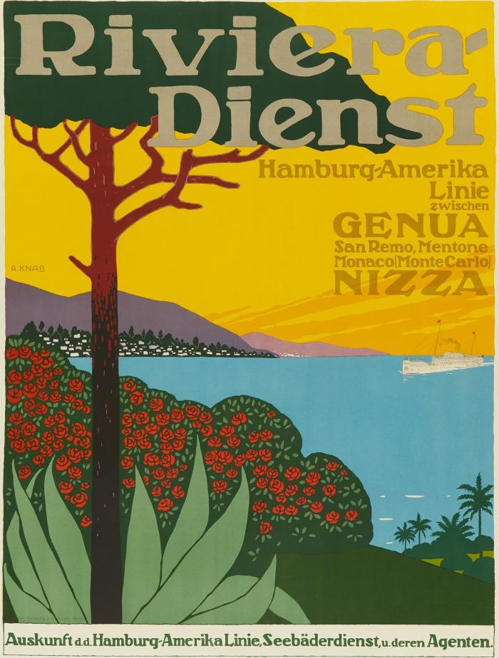 RIVIERA-DIENST – HAMBURG-AMERIKA LINIE ZWISCHEN GENUA, SAN REMO, MENTONE, MONACO (MONTE CARLO), NIZZA.