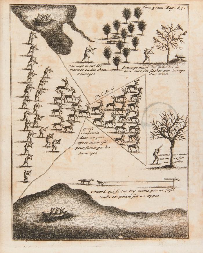 Nouveaux voyages dans l'Amerique Septentrionale, qui contiennent une rélation des différens peuples qui y habitent; la nature de leur gouvernement, leur commerce, leurs coutumes, leur religion, & leur maniére [sic] de faire la guerre. L'intérêt des François & des Anglois dans le commerce qu'ils font avec ces nations; l'avantage que l'Angleterre peut retirer dans ce païs, étant en guerre avec la France. 2 Bde. in 1 (Bd. II unter dem Titel: Memoires de l'Amerique Septentrionale, ou la suite des voyages de Mr. le baron de Lahontan).