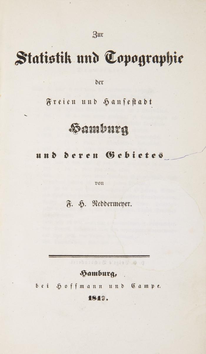 Zur Statistik und Topographie der Freien und Hansestadt Hamburg und deren Gebietes.