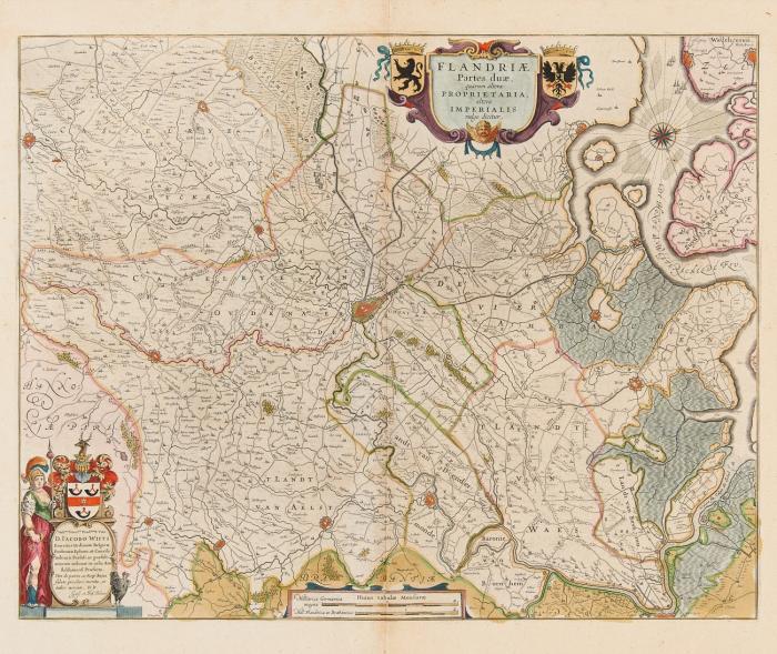 Flandern. – Flandriae Partes duae mit Titel- und Widmungskartusche.