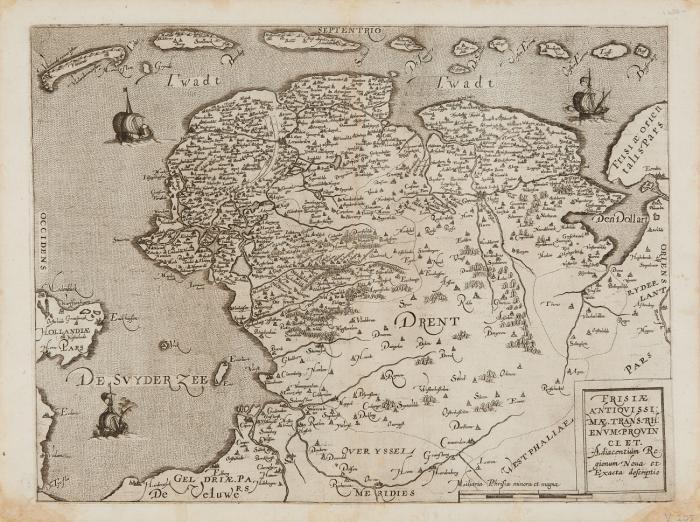 Niederlande.- Frisiae Antiquissimae. Trans. Rhenum. Provinci...., Friesland, mit Schiffsstaffage.