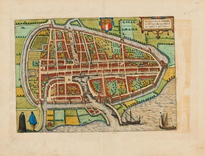 Niederlande. Rotterdam / Gouda. Roterodamum / Gouda, Ansichten aus der Vogelschau.