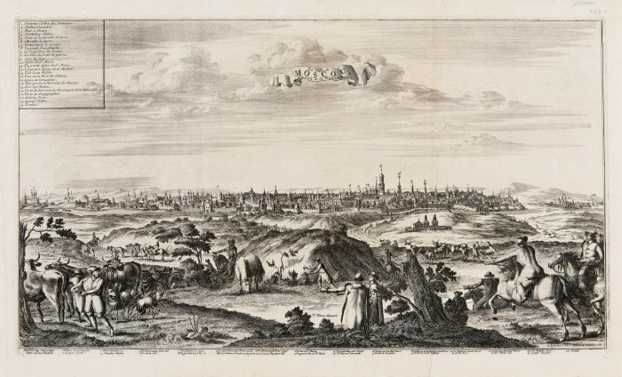 Russland. Moskau. - La Ville de Moscou, Capitale de la Moscovie, Gesamtansicht mit Staffage.
