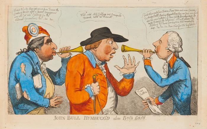 Karikaturen. – Cruikshank, Isaac (London 1764-1811). John Bull humbugg'd alias both-ear'd.