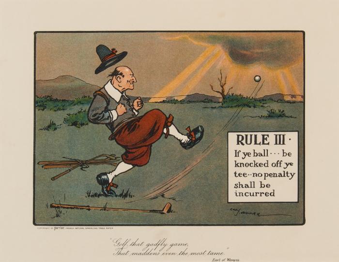 Karikatur. / Golf. – Charles Crombie (Dumfries 1880-1967 Hitchin). The Rules of Golf.