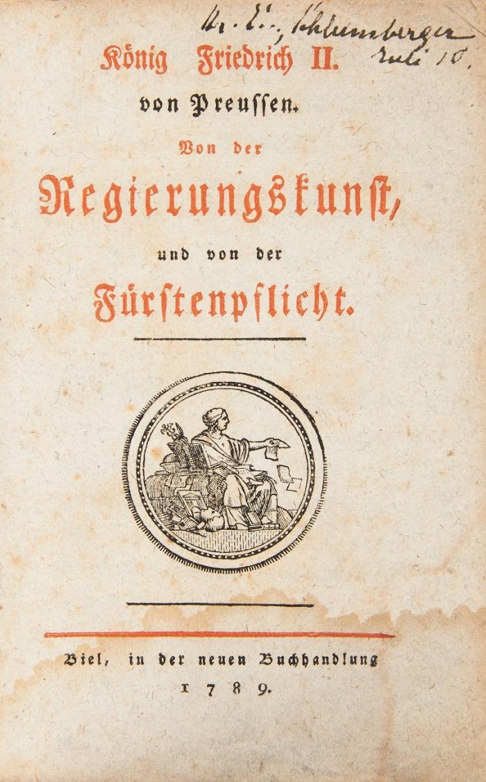 Von der Regierungskunst, und von der Fürstenpflicht.