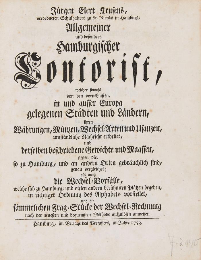 Allgemeiner und besonders Hamburgischer Contorist.