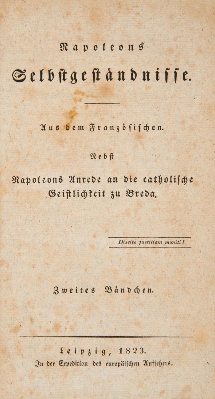 Napoleons Selbstgeständnisse. Aus dem Französischen. 2 Bde. in 1.