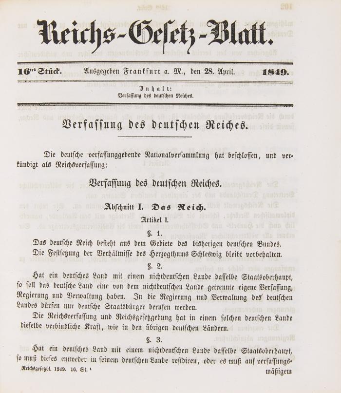 Reichs-Gesetz-Blatt. 1. Stück, 29.9.1848 - 18. Stück, 7.6.1849 (alles Erschienene).