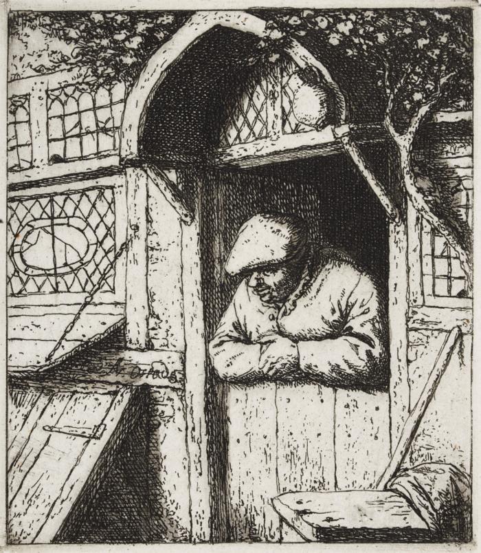Der Bauer in der Haustür.