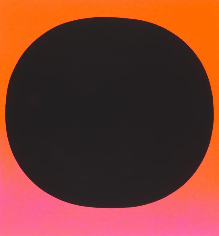 RUNDES SCHWARZ/SCHWARZ AUF LEUCHTROT KALT BIS ROT-ORANGE