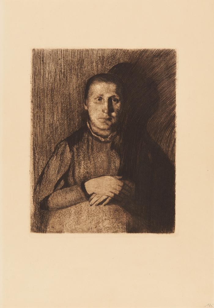 FRAU MIT ÜBEREINANDERGELEGTEN HÄNDEN 1898/99 / GESENKTER FRAUENKOPF 1905 ?