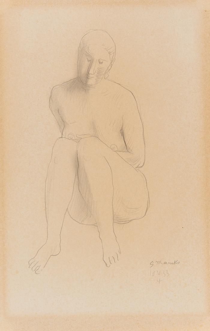 SITZENDER WEIBLICHER AKT