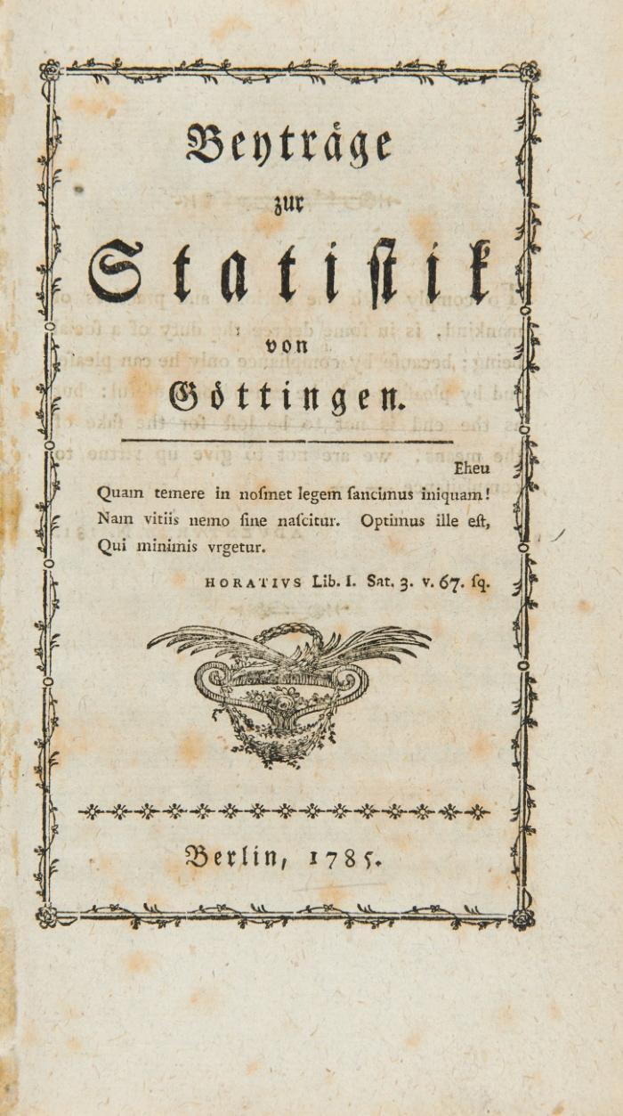 Beyträge zur Statistik von Göttingen.