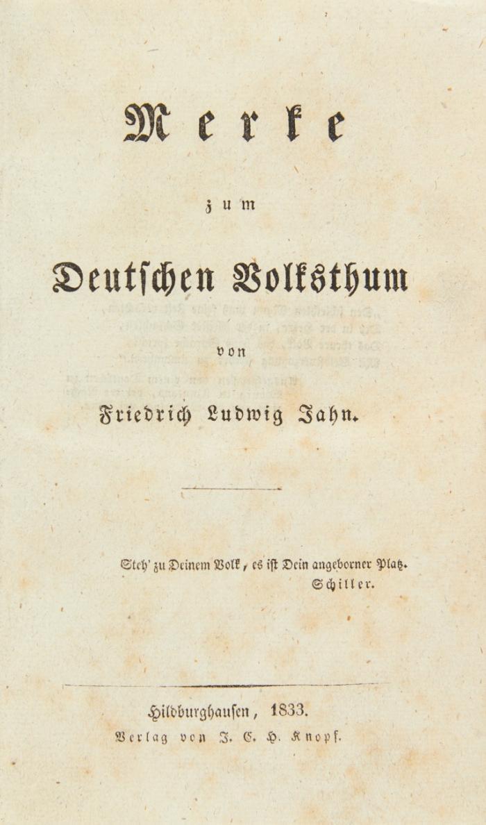 1.) Merke zum Deutschen Volksthum. 
2.) Deutsches Volksthum.