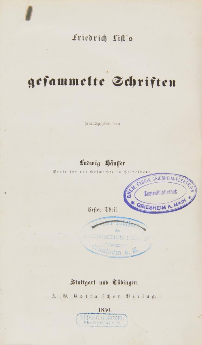 Gesammelte Schriften. Hrsg. von Ludwig Häusser. 3 Teile in 1 Band.