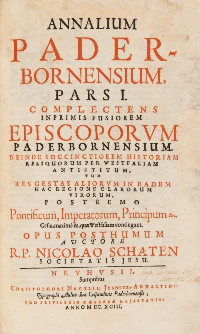Annalium Paderbornensium, pars I(-III). 3 Bde.