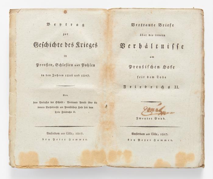 Vertraute Briefe über die innern Verhältnisse am Preußischen Hofe seit dem Tode Friedrichs II. Mit Anmerkungen und Zusätzen. 6 Bände.