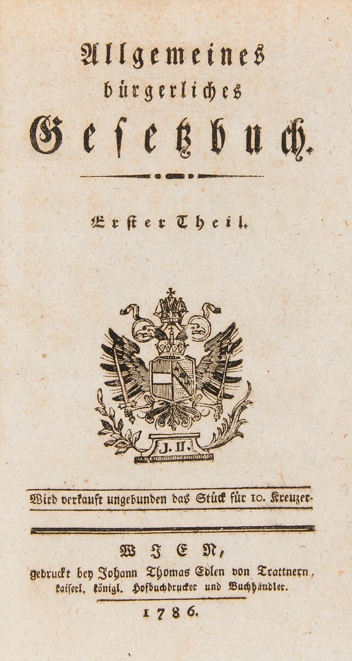 Allgemeines bürgerliches Gesetzbuch. Erster Theil. (Alles Erschienene).