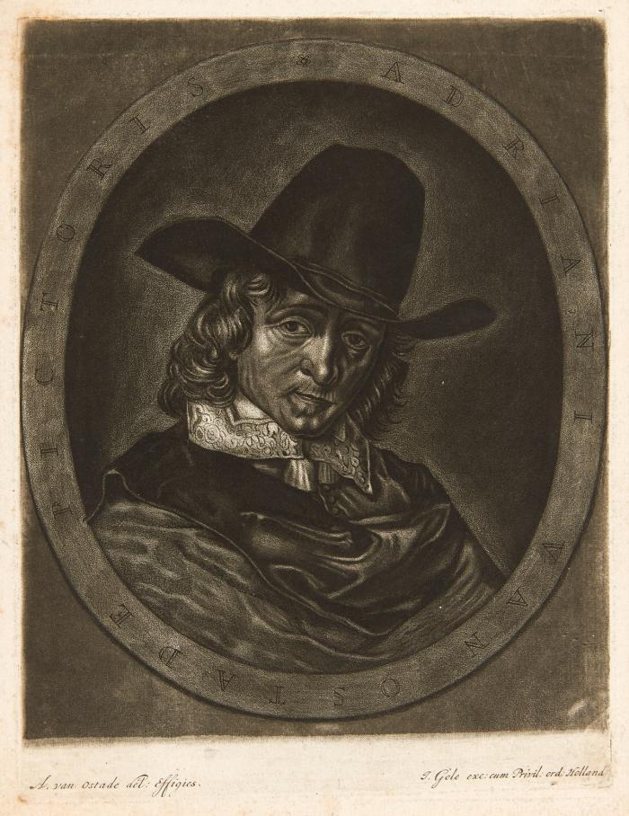 Bildnis Adriaen van Ostade, mit Hut im Oval.