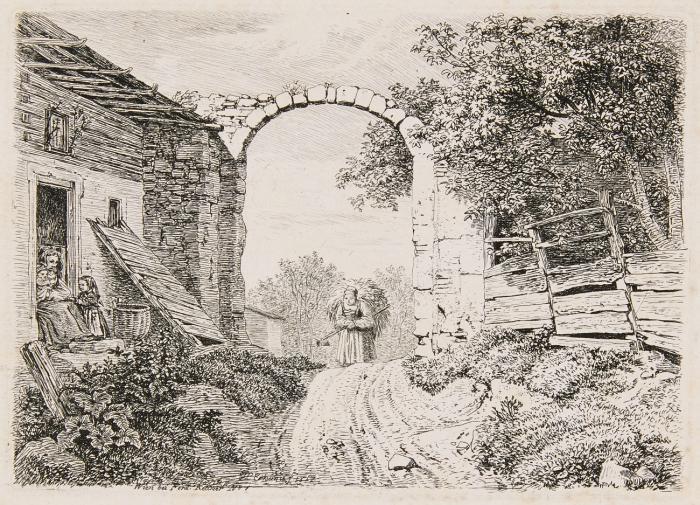 Das Mädchen mit der Grasbürde... / Der Knabe mit dem Stecken... / Die Bauernhütte neben dem Felsen / Der niedrige runde Thurm / Die Wäscherin am Röhrbrunnen / Die Frau, welche Wäsche trocknet.