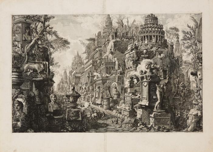 Antiquus Bivii Viarum Appiae et Ardeatinae Prospectus ad II Lapidem Extra Portam Capenam (Ein antikes Teilstück der Via Appia und Via Ardentina am zweiten Meilenstein außerhalb der Porta Capena).