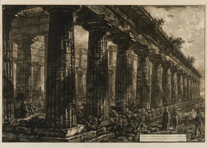 Temple de Neptune à Pesto, vu de côté (Neptun-Tempel in Paestum).