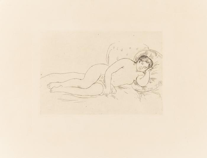 Femme nue couchée (tournée a droite) / Le chapeau epingle / Sur la plage à Berneval.