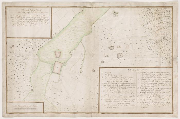 Leandro Anguissola. Stadt und Schloß Sigeth. 1689. Manuskriptkarte.