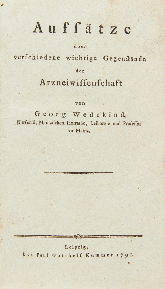 Aufsätze über verschiedene wichtige Gegenstände der Arzneiwissenschaft.