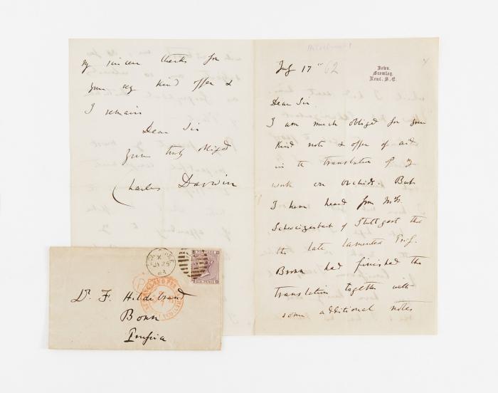 Sammlung von 16 Briefen: 3 e. Br. m. U., 12 Br. m. U., 1 e. Brief m. U. von Emma Darwin im Namen ihres Mannes.