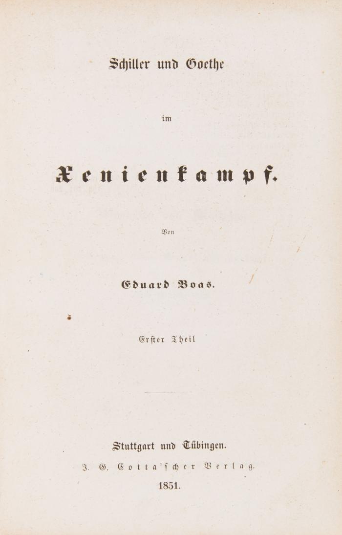 Schiller und Goethe im Xenienkampf. 2 Teile in 1 Band.
