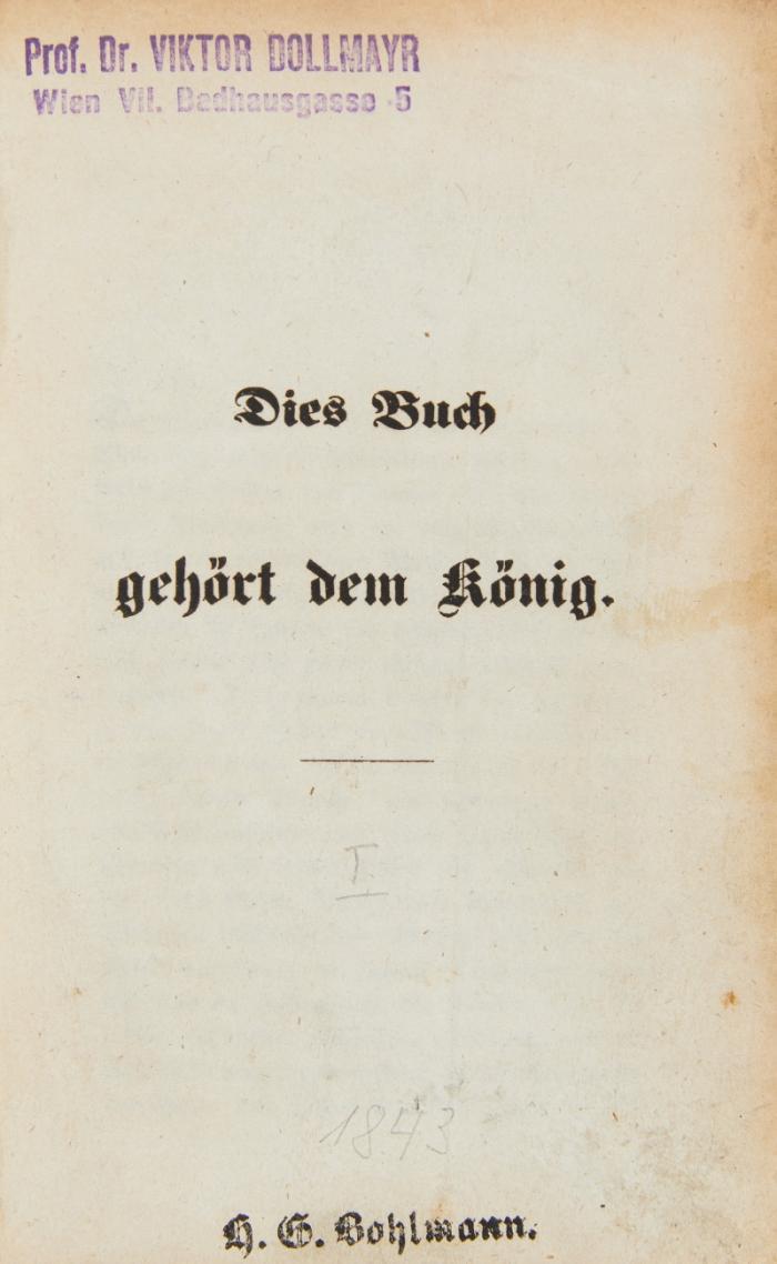 Dies Buch gehört dem König. 2 Tle in 1 Bd.