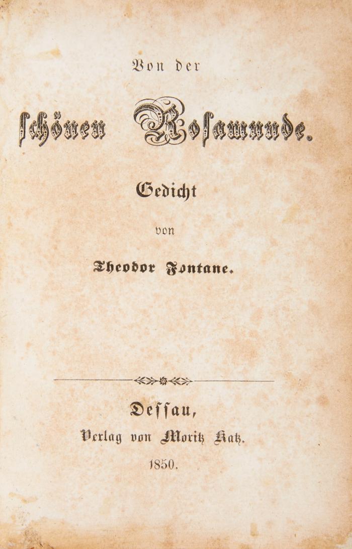 Von der schönen Rosamunde. Gedicht. + Beilage