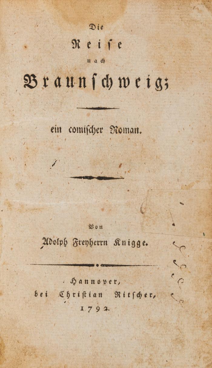 Die Reise nach Braunschweig; ein comischer Roman.