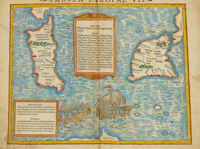 Italien / Dalmatien. – Italien u. dalmatinische Küste. Tabula Europae V, Rhaetia et Vindelica, Noricum, etc. / Sizilien und Sardinien. Tabula Europae VII.Sardinia et Sicilia.