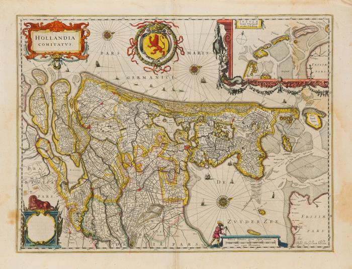 Holland. Hollandia Comitatus, in kleiner Teilkarte die westfriesischen Inseln.